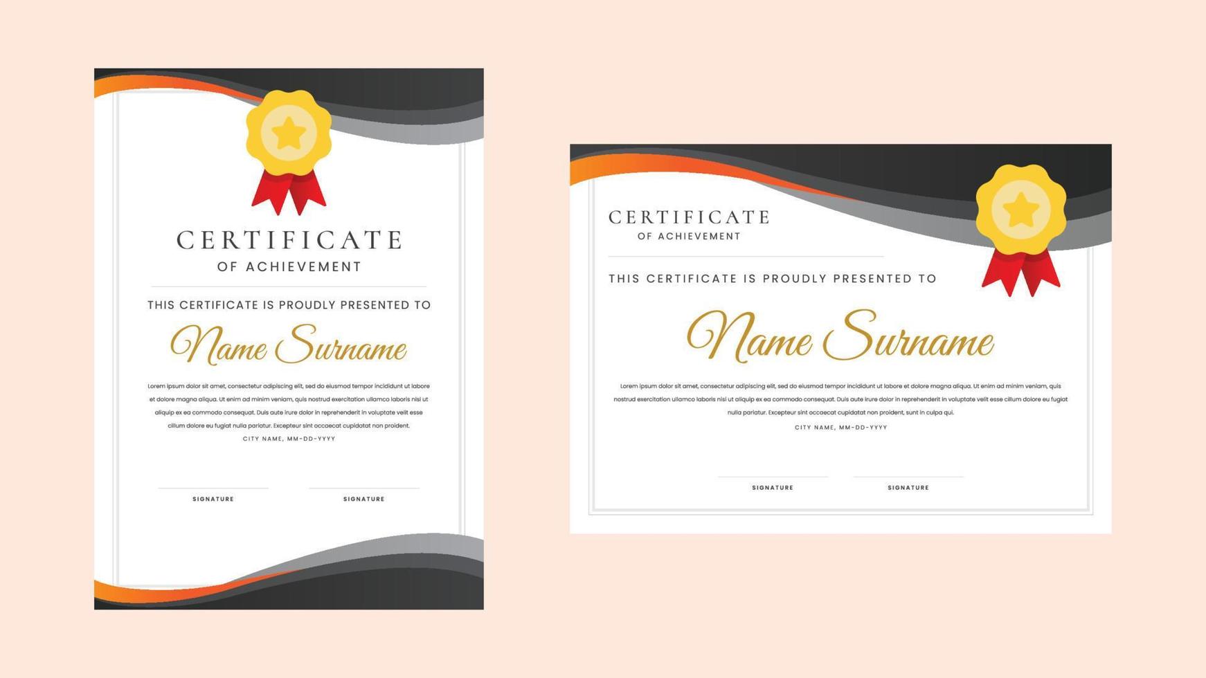 Modern Elegant Certificate Landscape and Portrait Template vector