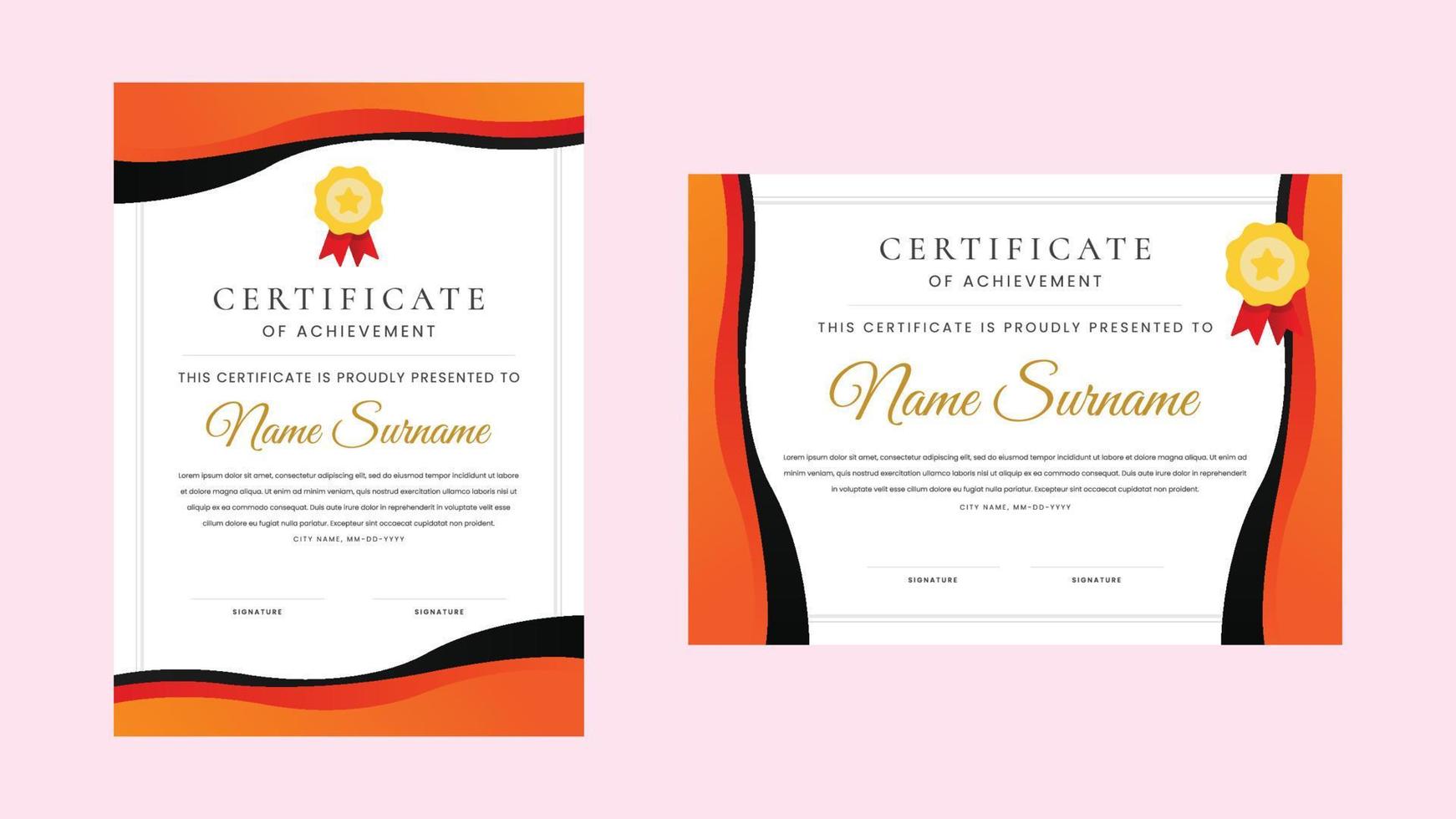 Modern Elegant Certificate Landscape and Portrait Template vector