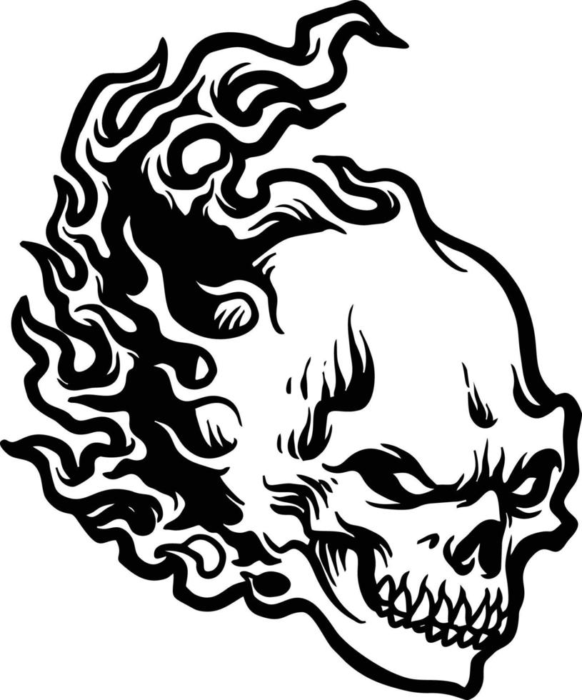 Fire Skull Drawing Flames Silhouette Vector illustrations for your work ...