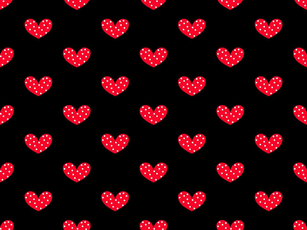 Heart cartoon character seamless pattern on black background vector