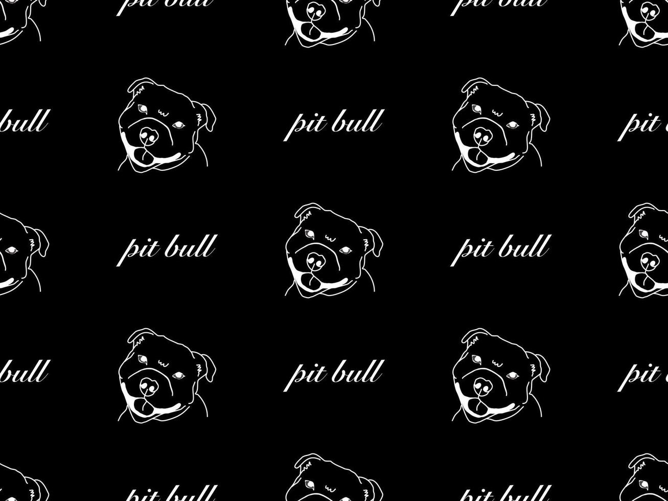 Pit bull cartoon character seamless pattern on black background vector