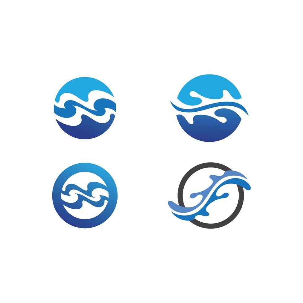 Isolated round shape logo. Blue color logotype. Flowing water image. Sea, ocean, river surface. vector