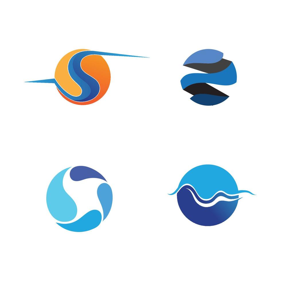 Isolated round shape logo. Blue color logotype. Flowing water image. Sea, ocean, river surface. vector