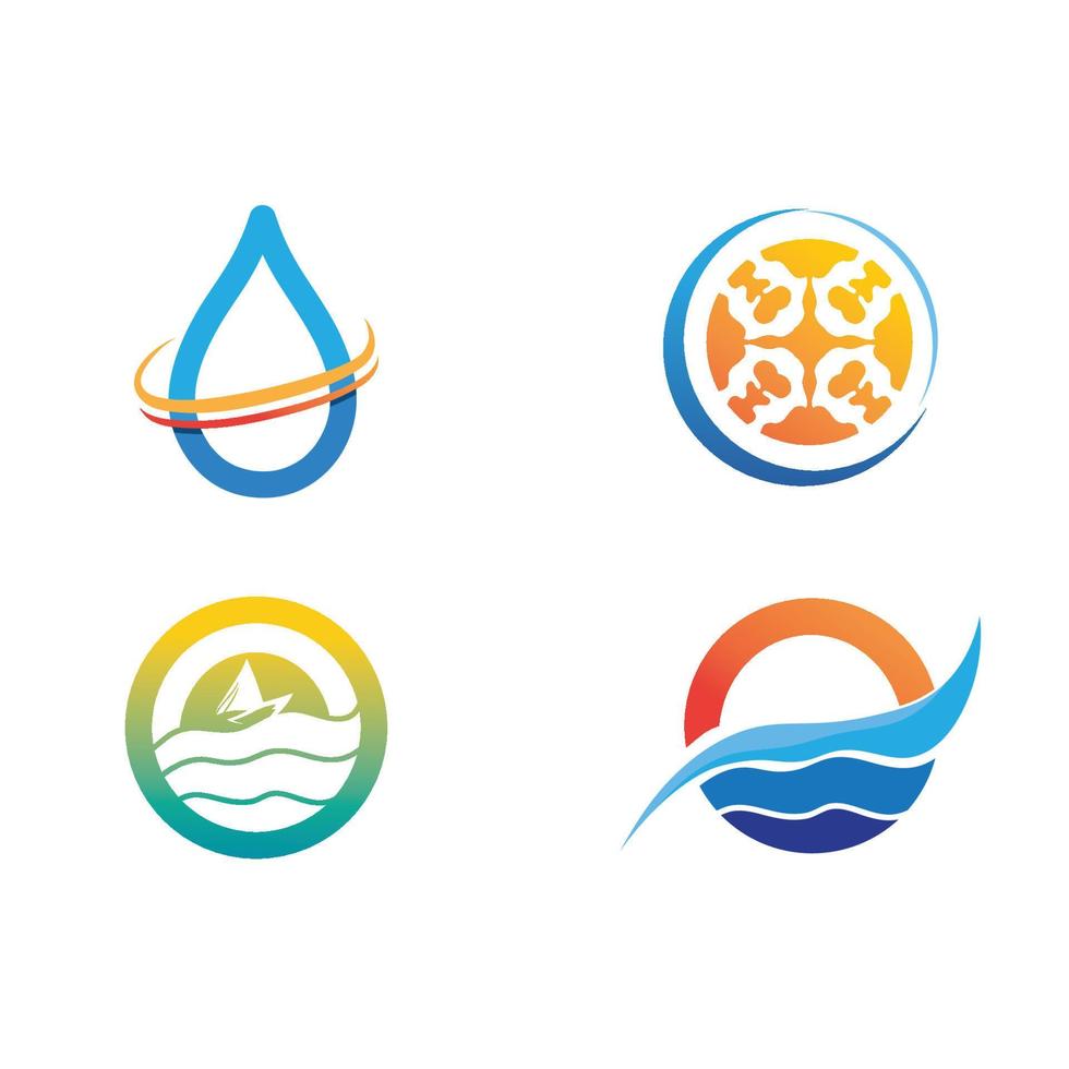 Isolated round shape logo. Blue color logotype. Flowing water image. Sea, ocean, river surface. vector