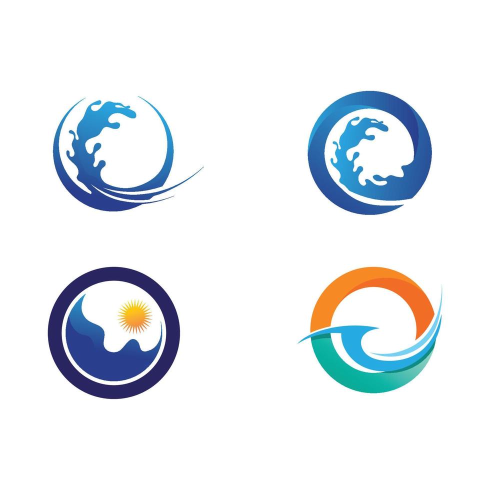 Isolated round shape logo. Blue color logotype. Flowing water image. Sea, ocean, river surface. vector