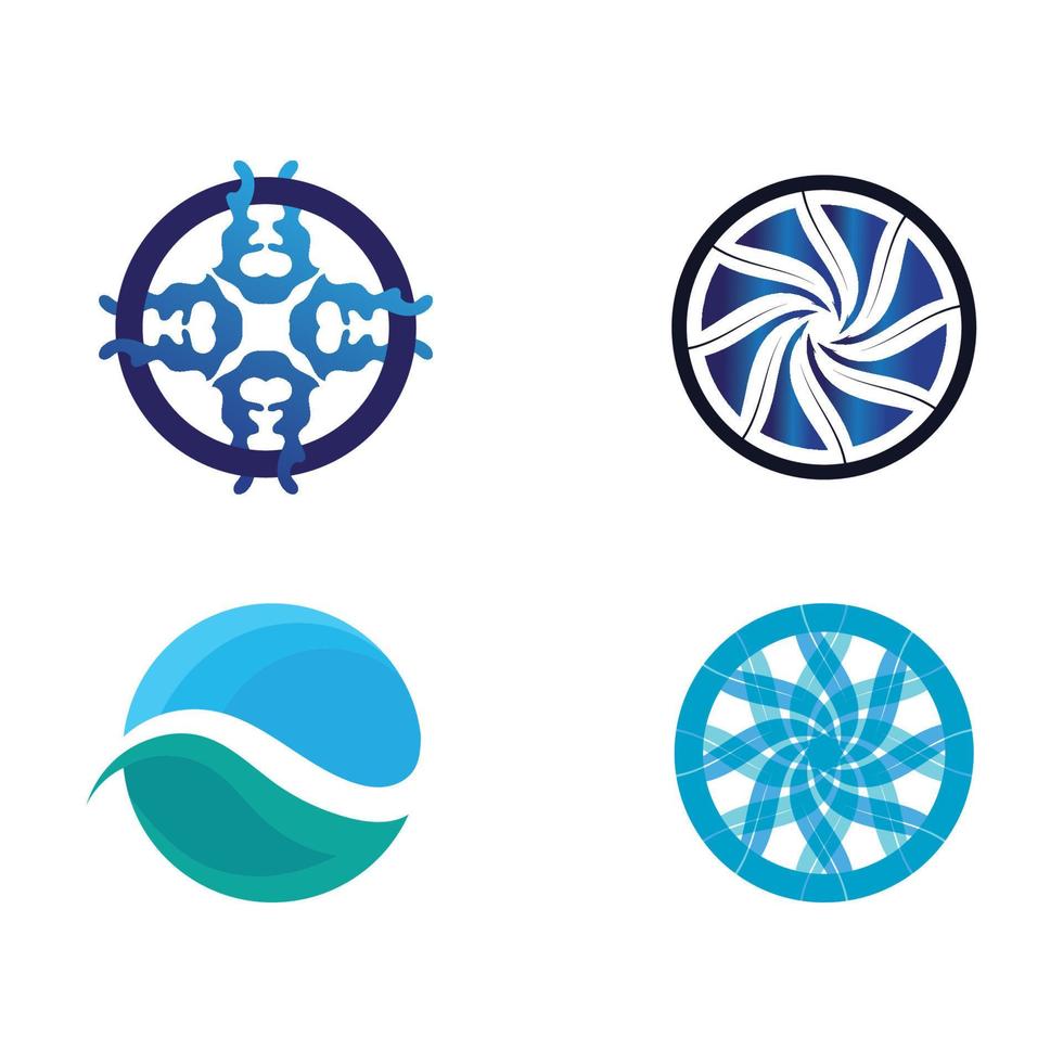 Isolated round shape logo. Blue color logotype. Flowing water image. Sea, ocean, river surface. vector