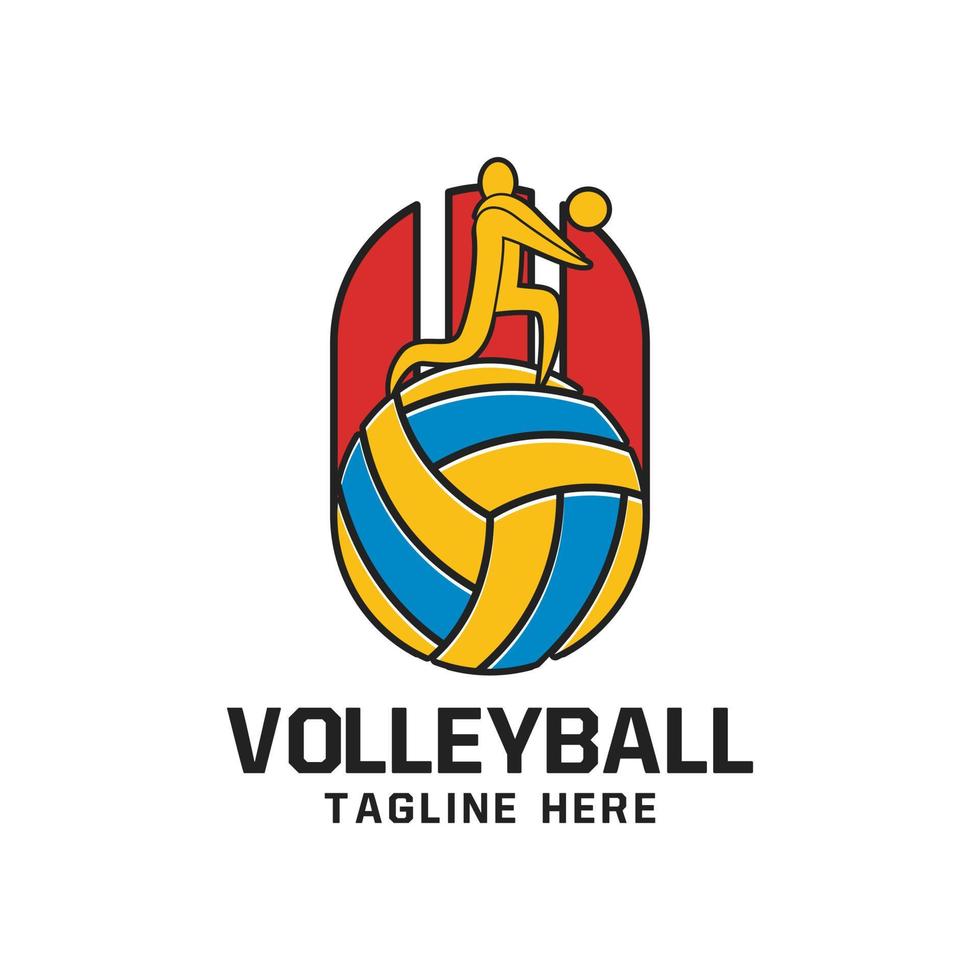 diseño de emblema de logotipo deportivo de voleibol vector