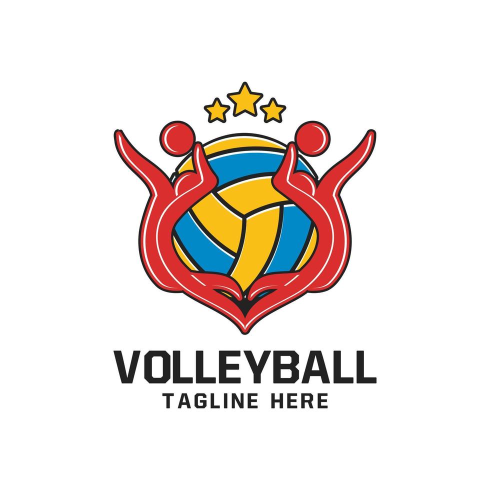 diseño de emblema de logotipo deportivo de voleibol vector