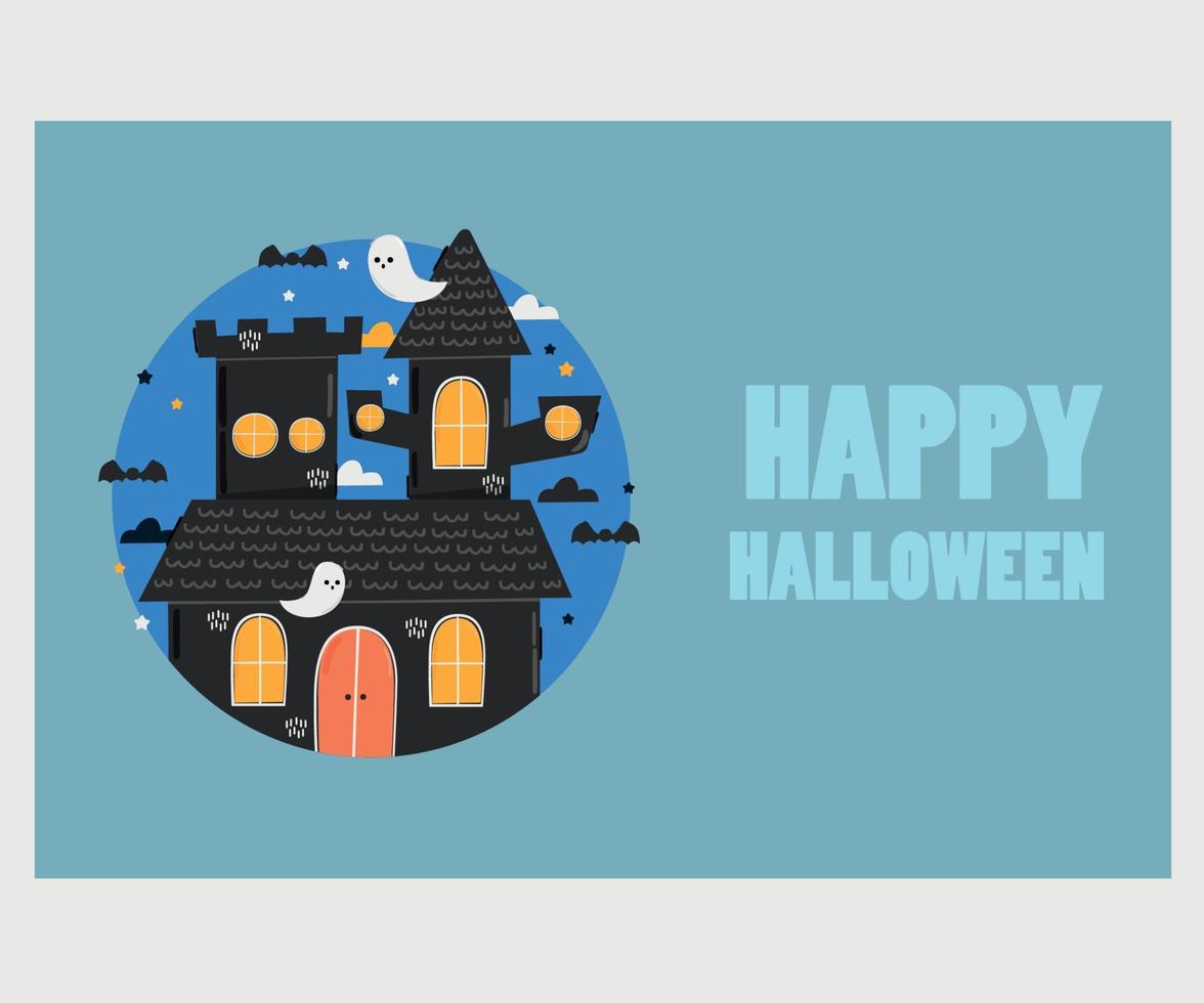 Halloween Greeting with Haunted Castle Illustration vector