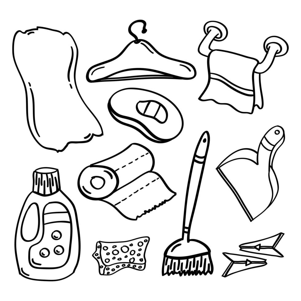 Hand drawn home cleaning or house cleaning icon vector