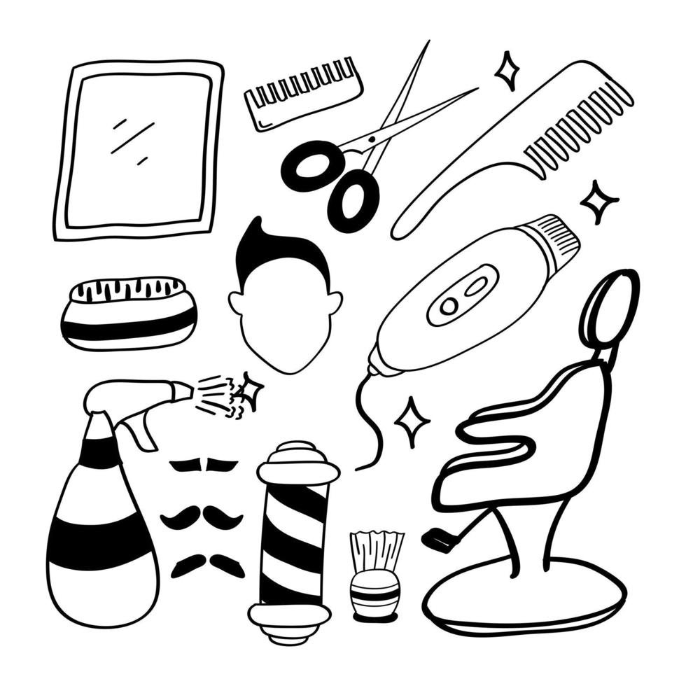 Hand drawn Barber and salon icon in doodle style vector