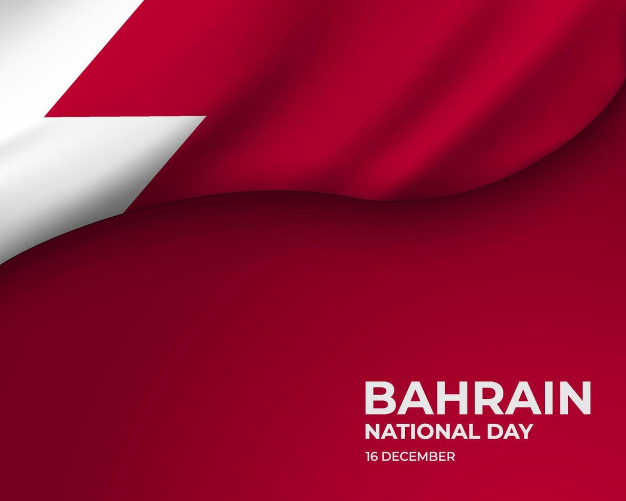 Bahraini memorial holiday 16th of December with 3D flag. Bahrain happy national day greeting card, banner with template text vector illustration.