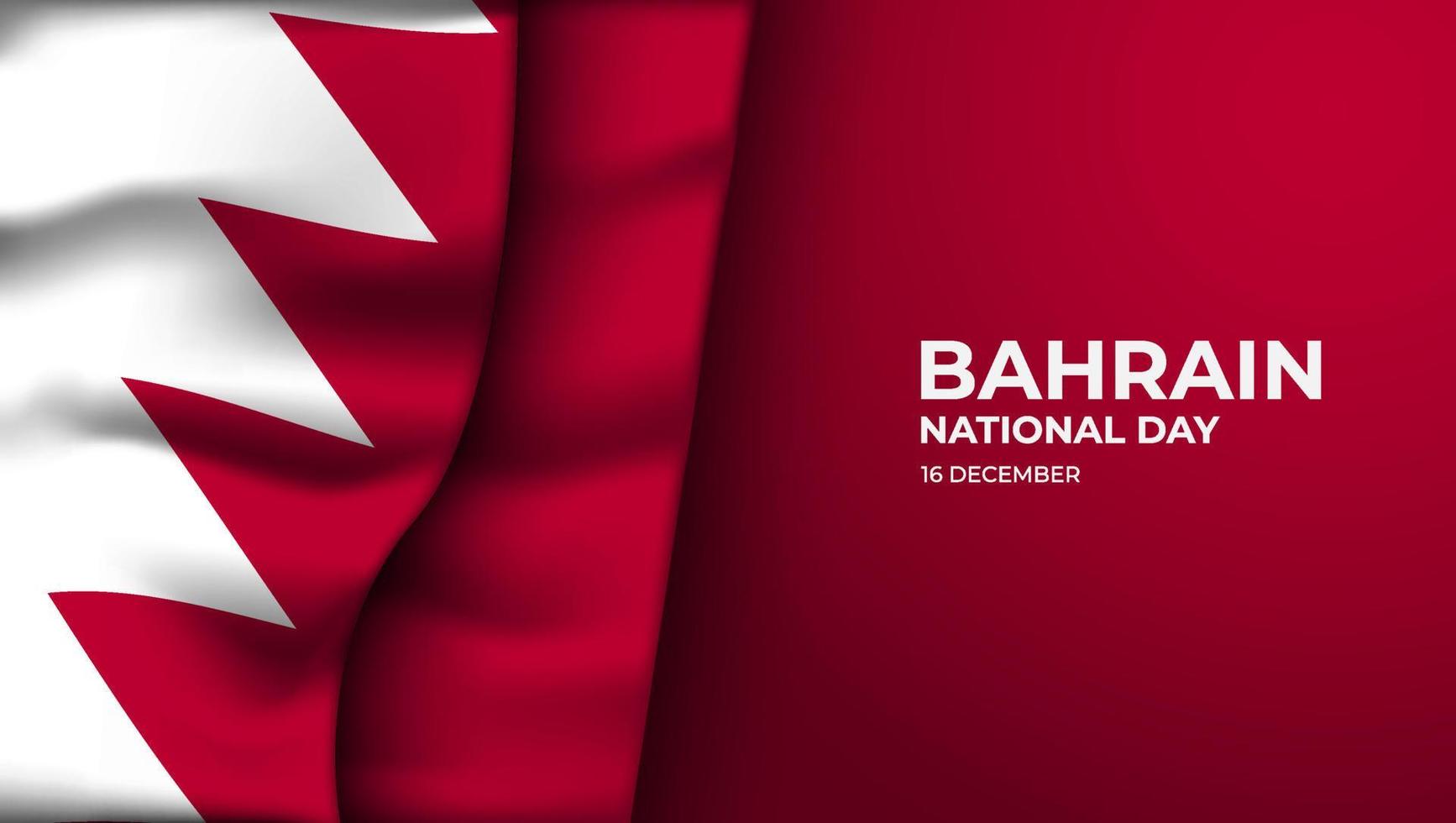 Bahraini memorial holiday 16th of December with 3D flag. Bahrain happy national day greeting card, banner with template text vector illustration.