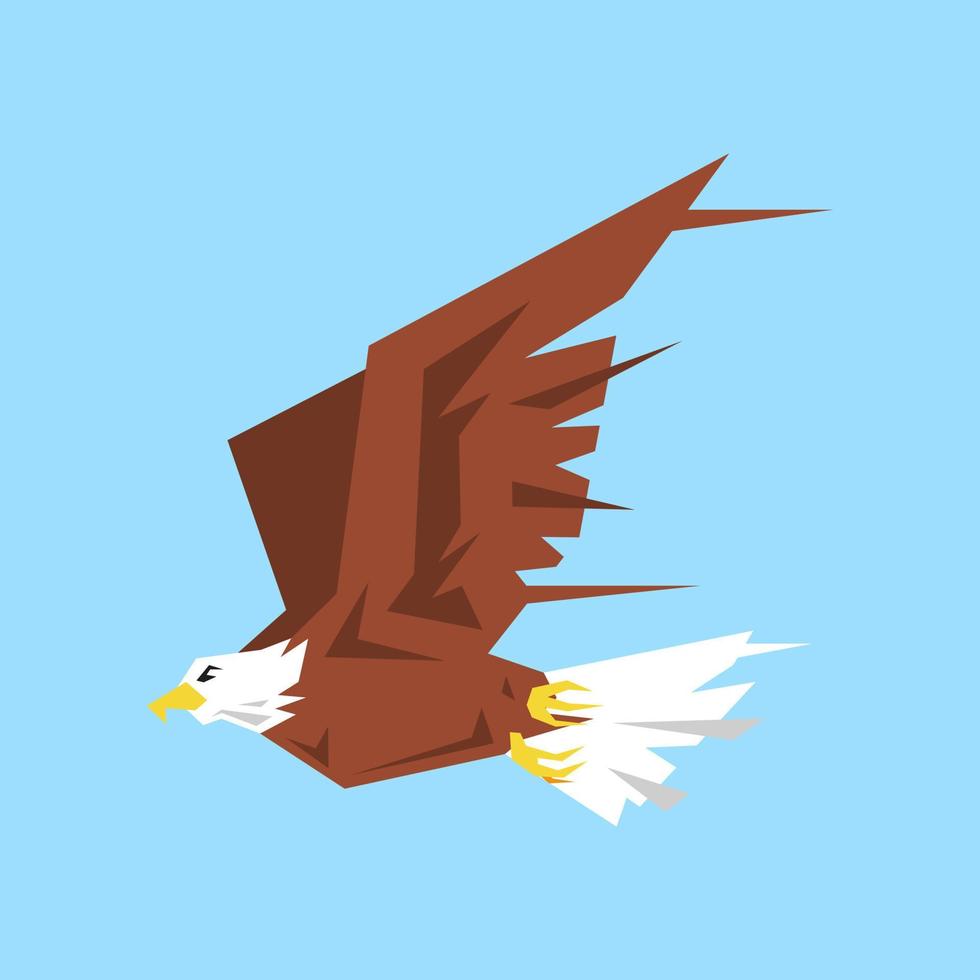 águila volando en el cielo azul. animal, ave, tema de aves. ilustración de vector de icono plano