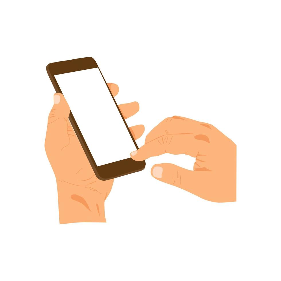 ilustración vectorial de la persona que sostiene el teléfono inteligente, la mano que sostiene el teléfono inteligente vector