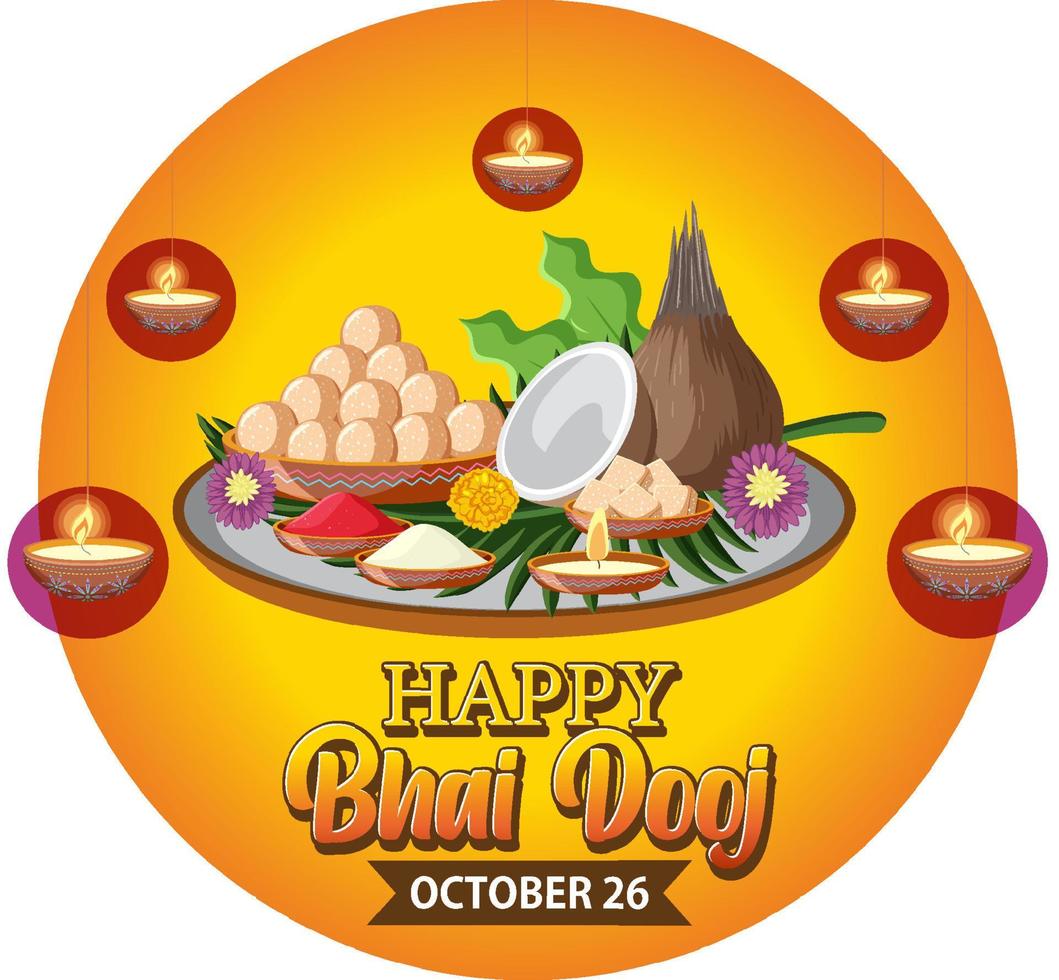 feliz día bhai dooj diseño de banner de texto vector