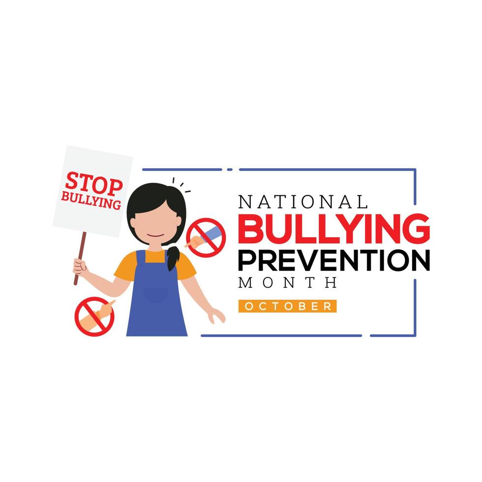 National Bullying Prevention Month in October vector illustration