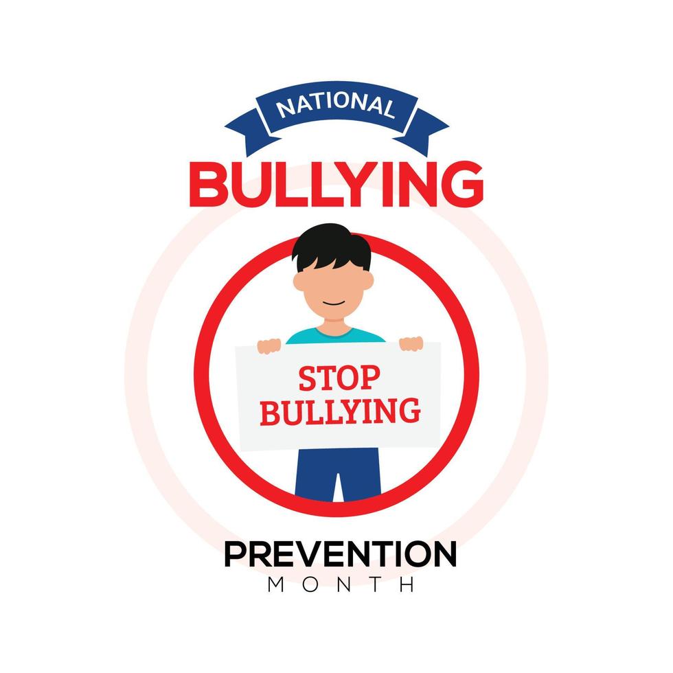 National Bullying Prevention Month in October vector illustration