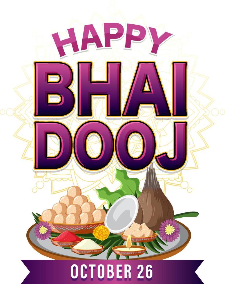 Happy Bhai Dooj Day Text Design vector