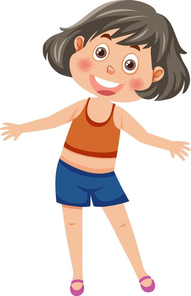 Happy girl cartoon character vector