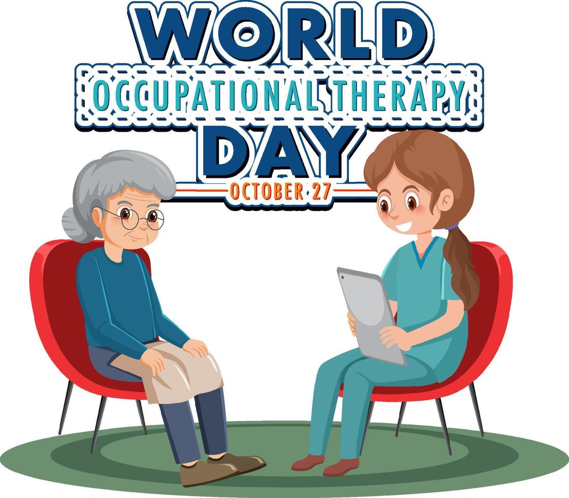 World occupational therapy day text design vector