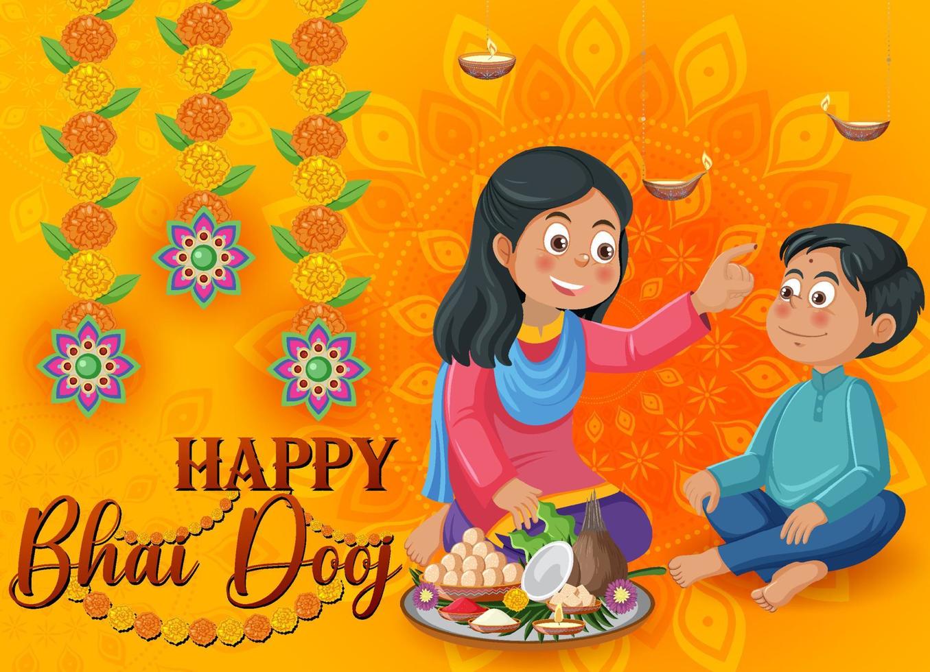 Happy Bhai Dooj Poster Design vector