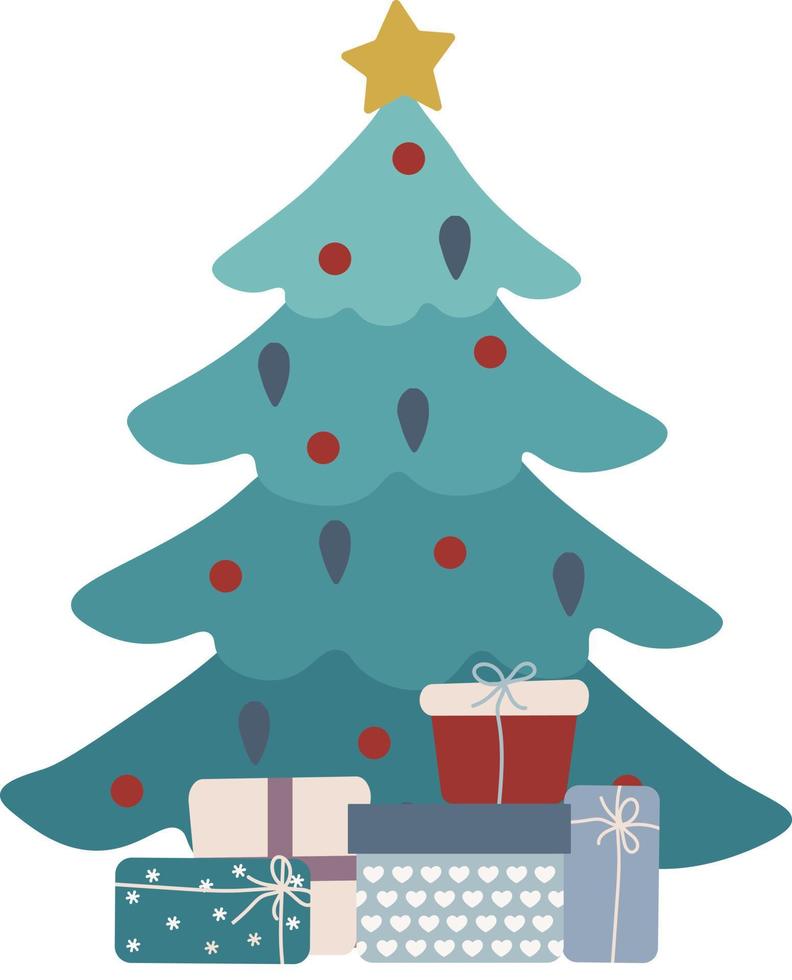 Christmas tree in the style of minimalism in a white transparent background vector