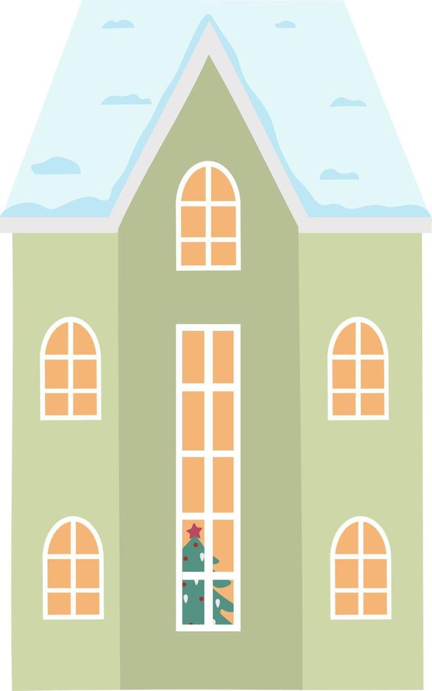 Vector illustration of Scandinavian House. Set of isolated decorated buildings for New Year and Christmas
