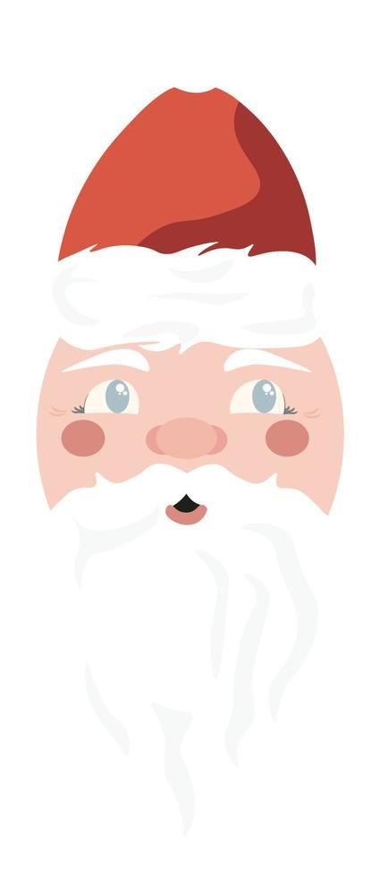 Santa Claus face isolated Vector illustration on white background