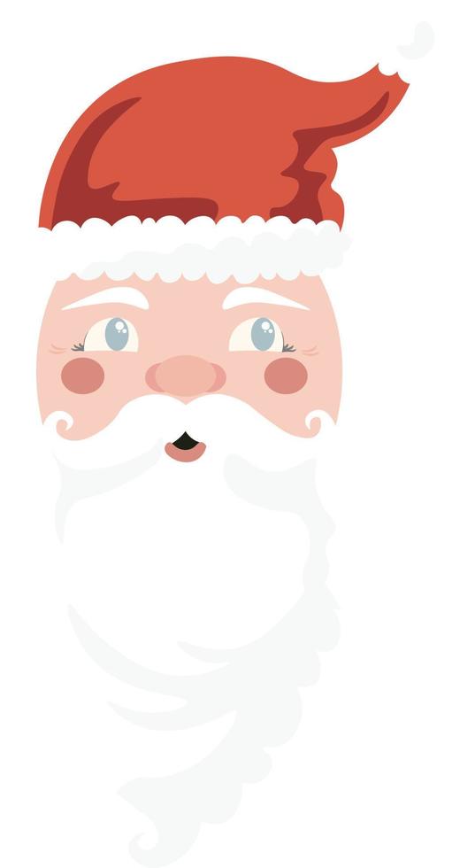 Santa Claus face isolated Vector illustration on white background