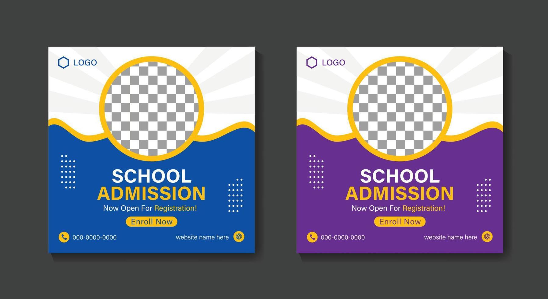 School admission social media post banner design. vector