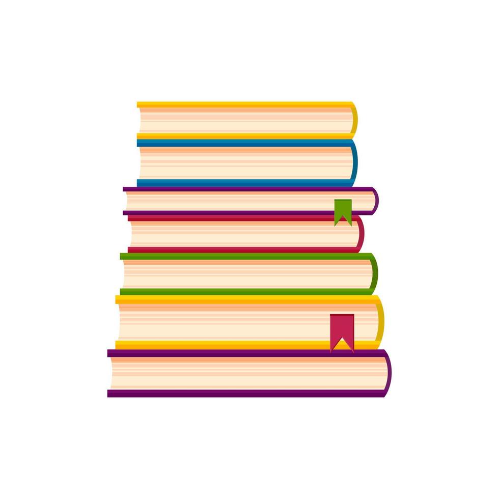 Books pile with marks. Books in cartoon style. Vector illustration isolated