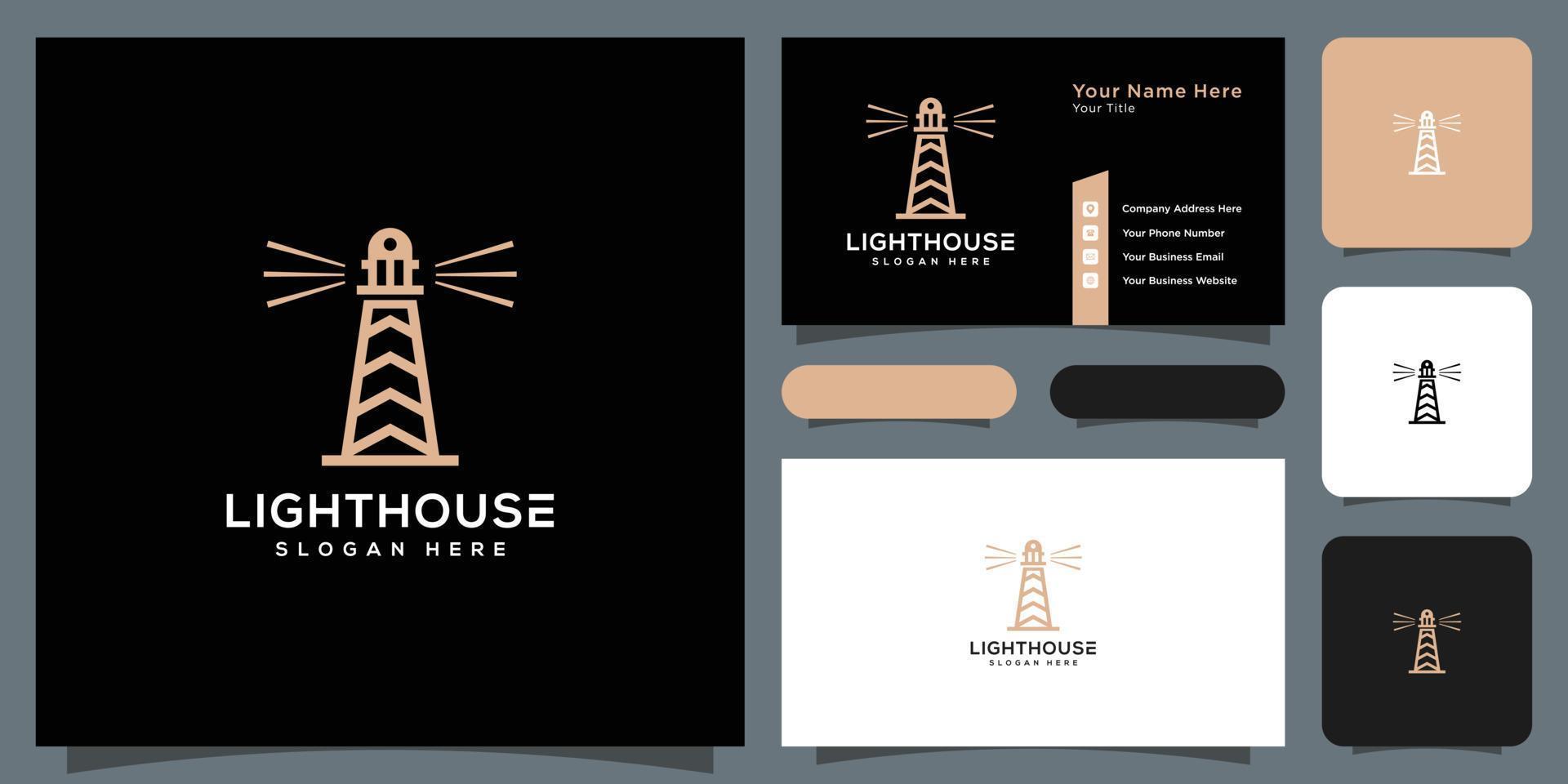 Minimalist line abstract lighthouse logo design vector