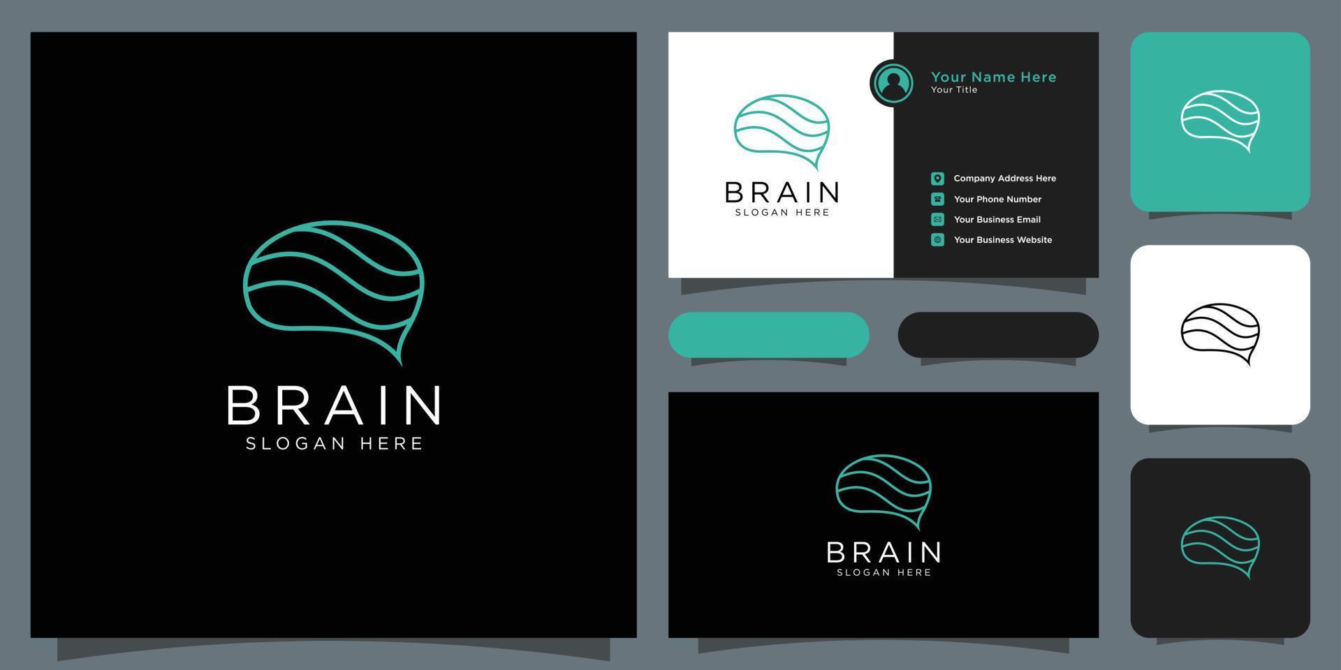 brain technology logo design line style vector