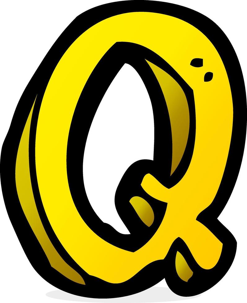 doodle cartoon letter Q vector