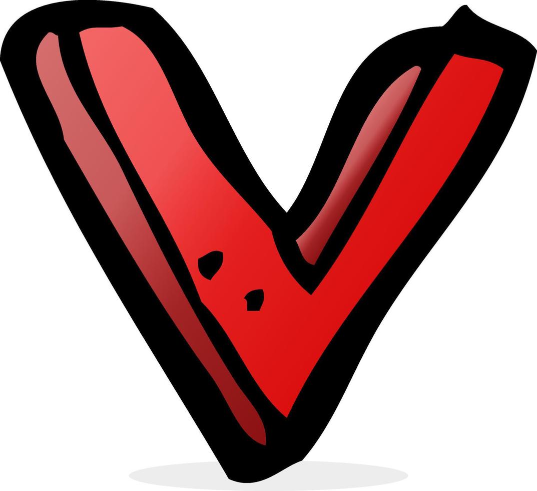 doodle cartoon letter V vector