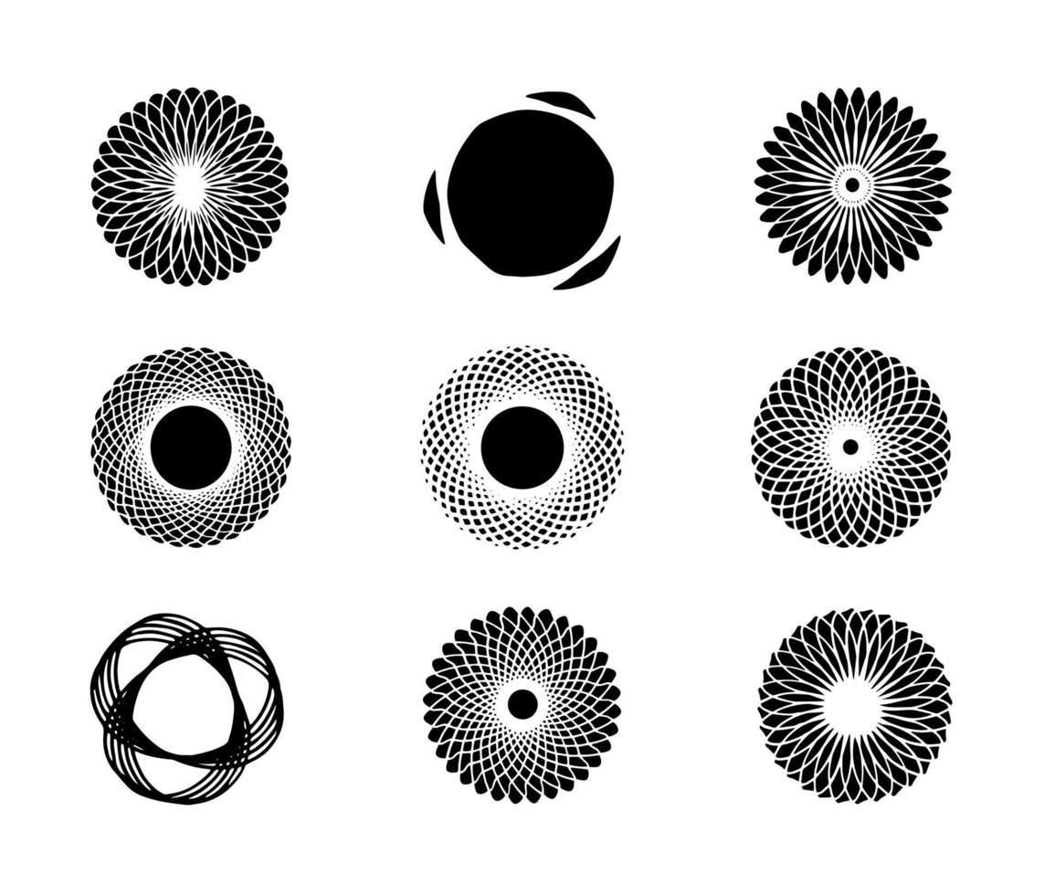 extrañas tramas de formas geométricas y figuras geométricas negras vector