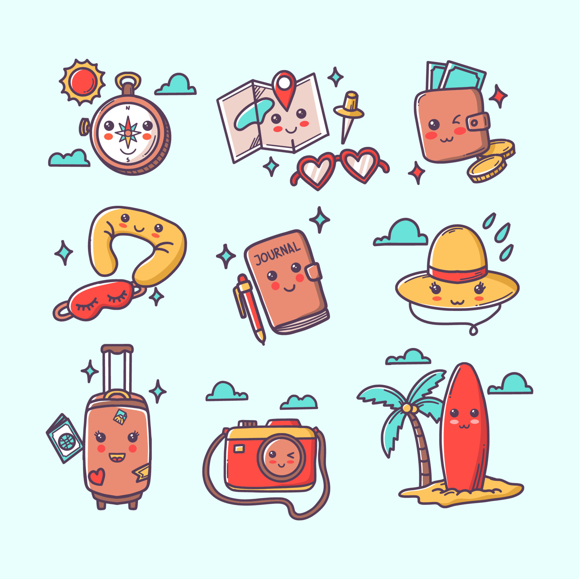 Free Vector  Hand drawn kawaii objects collection