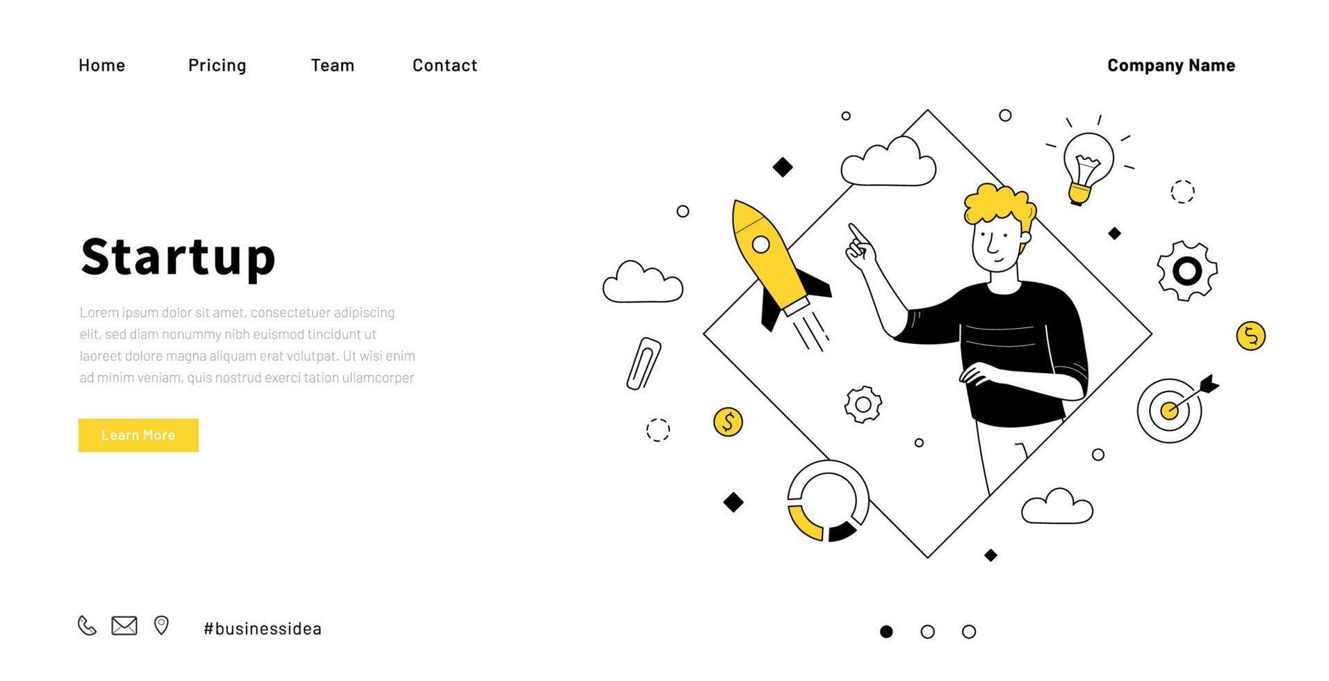 Startup company website design doodle templatet vector