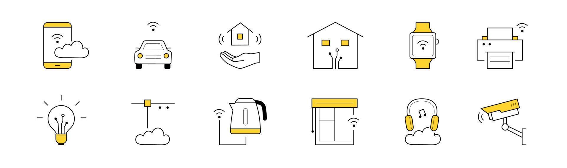 Smart home, internet of things technology icons vector