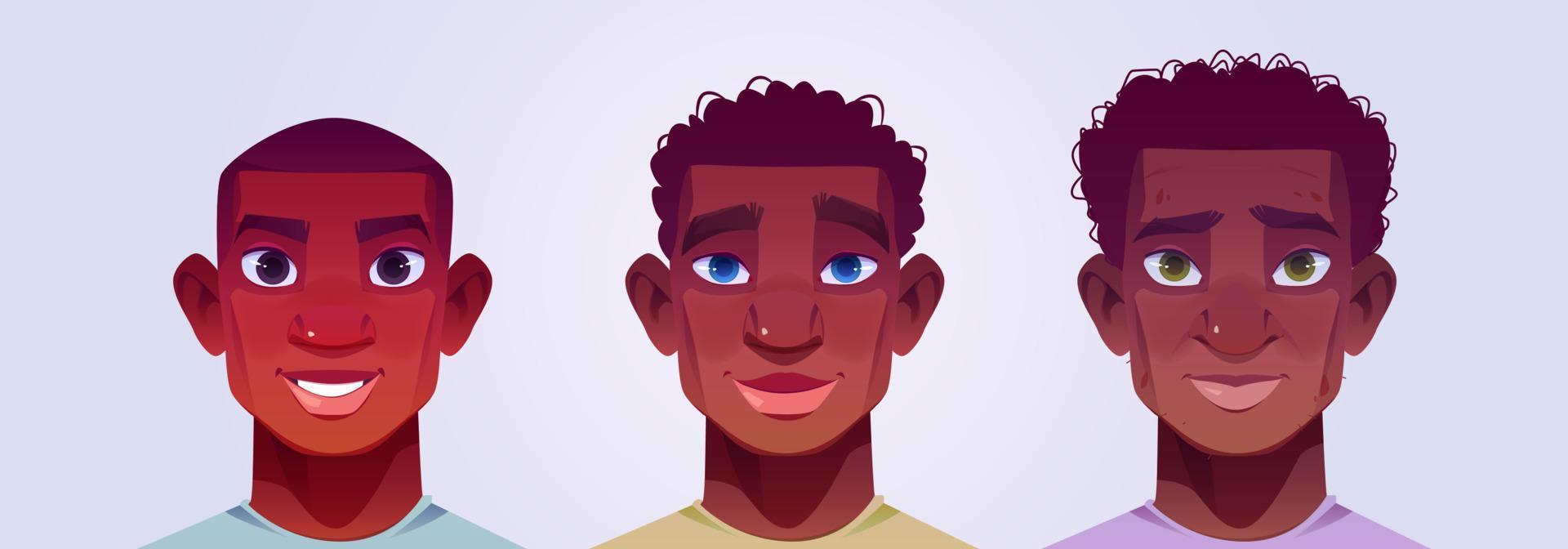 African american men with short hair and afro vector