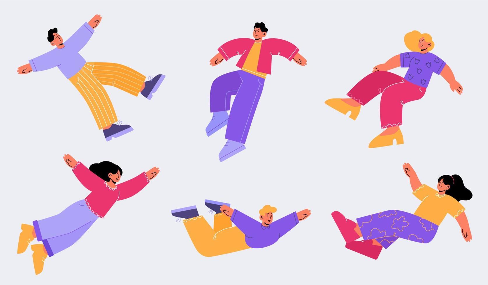 Happy people fly, floating in air vector