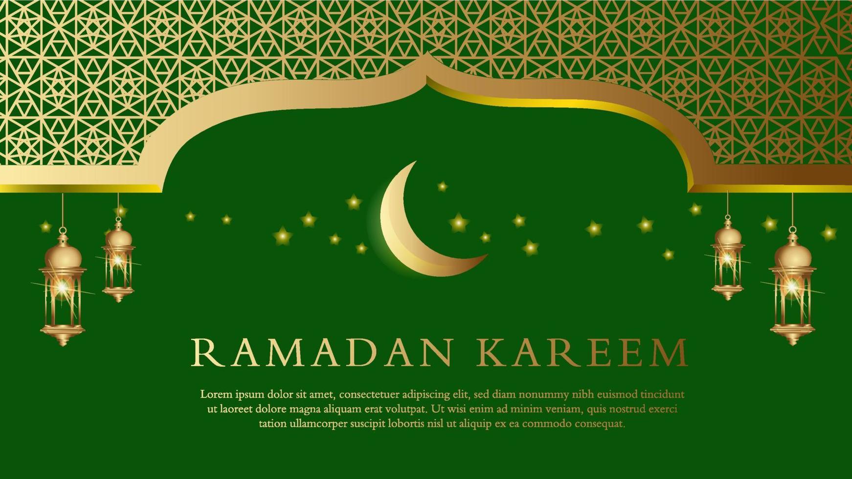 Ramadan Kareem Islamic banner design with calligraphy and Arabic lantern vector