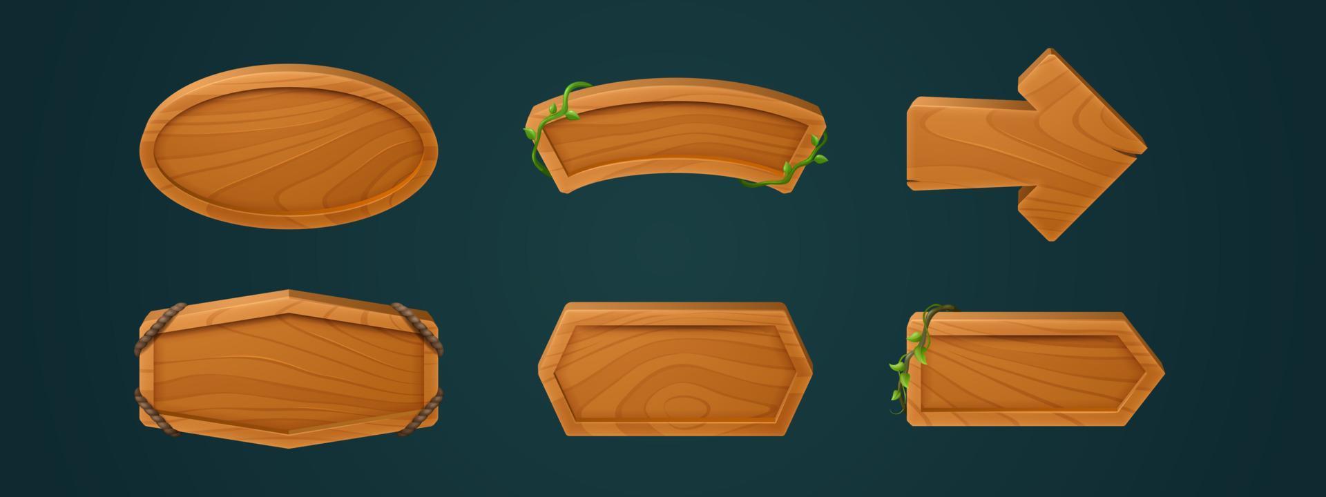 viejos letreros de madera, conjunto de ilustraciones vectoriales de pancartas vector
