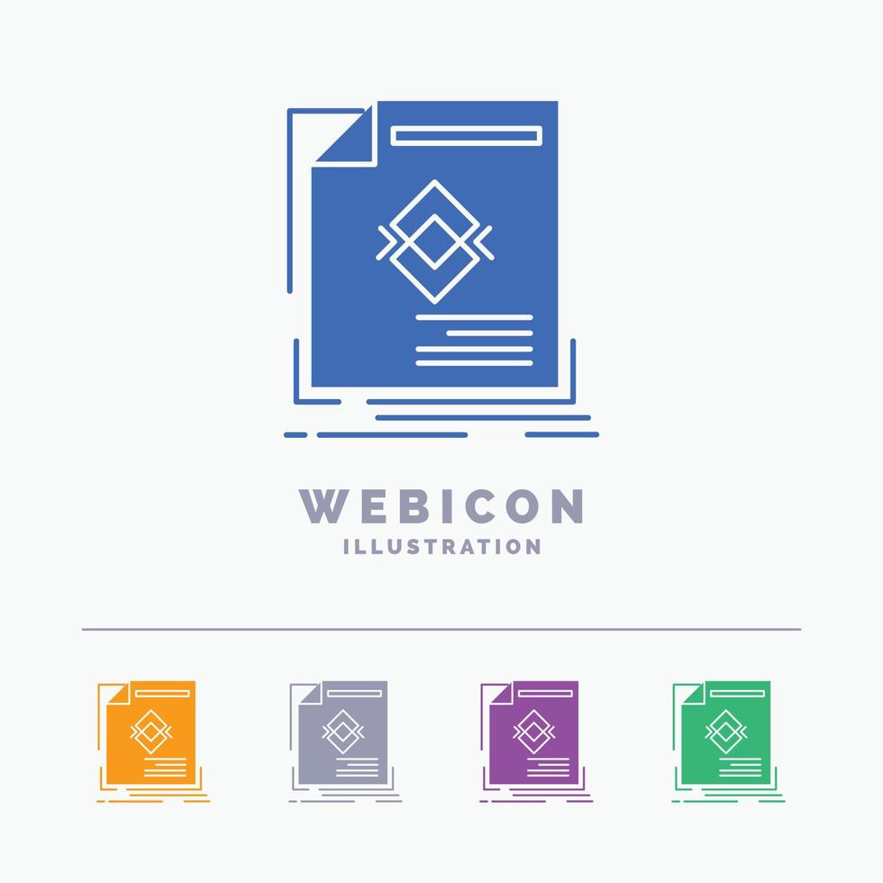 ad. advertisement. leaflet. magazine. page 5 Color Glyph Web Icon Template isolated on white. Vector illustration