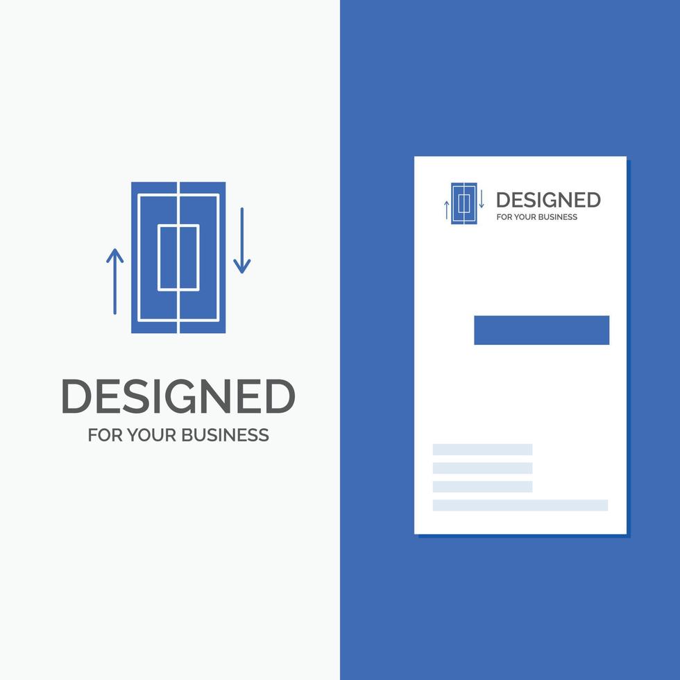 logotipo de empresa para sincronización. sincronización. datos. teléfono. teléfono inteligente plantilla de tarjeta de visita de negocio azul vertical. vector