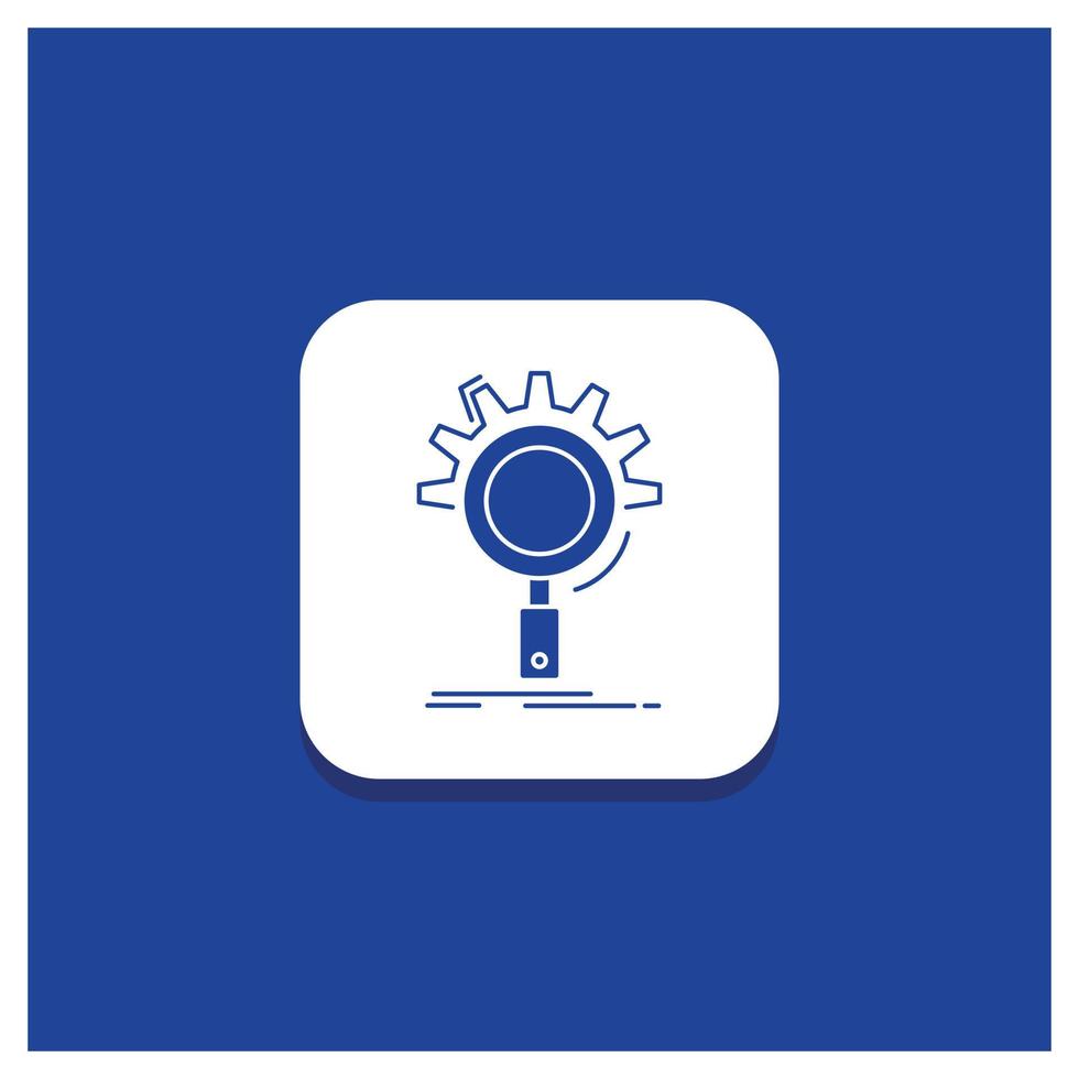 Blue Round Button for seo. search. optimization. process. setting Glyph icon vector
