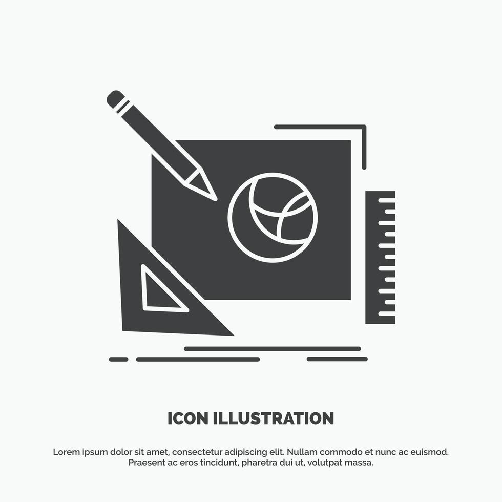 logo. design. creative. idea. design process Icon. glyph vector gray symbol for UI and UX. website or mobile application