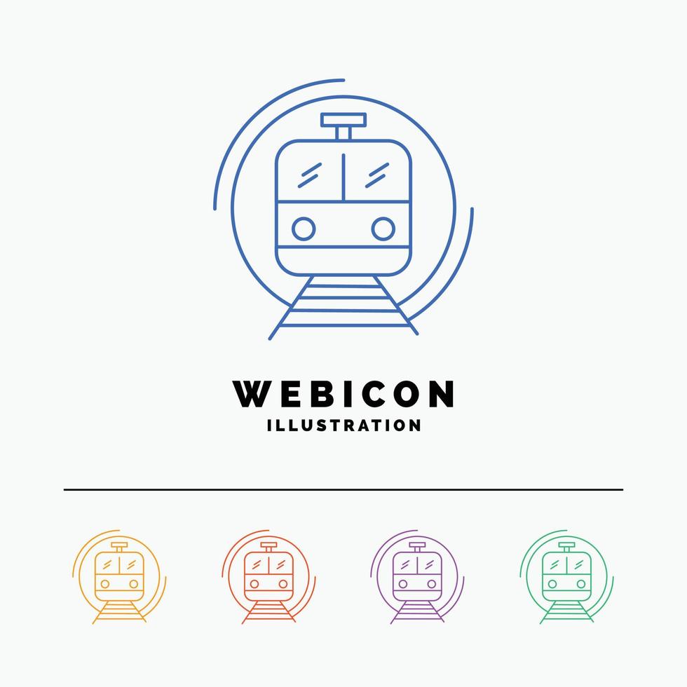metro. train. smart. public. transport 5 Color Line Web Icon Template isolated on white. Vector illustration