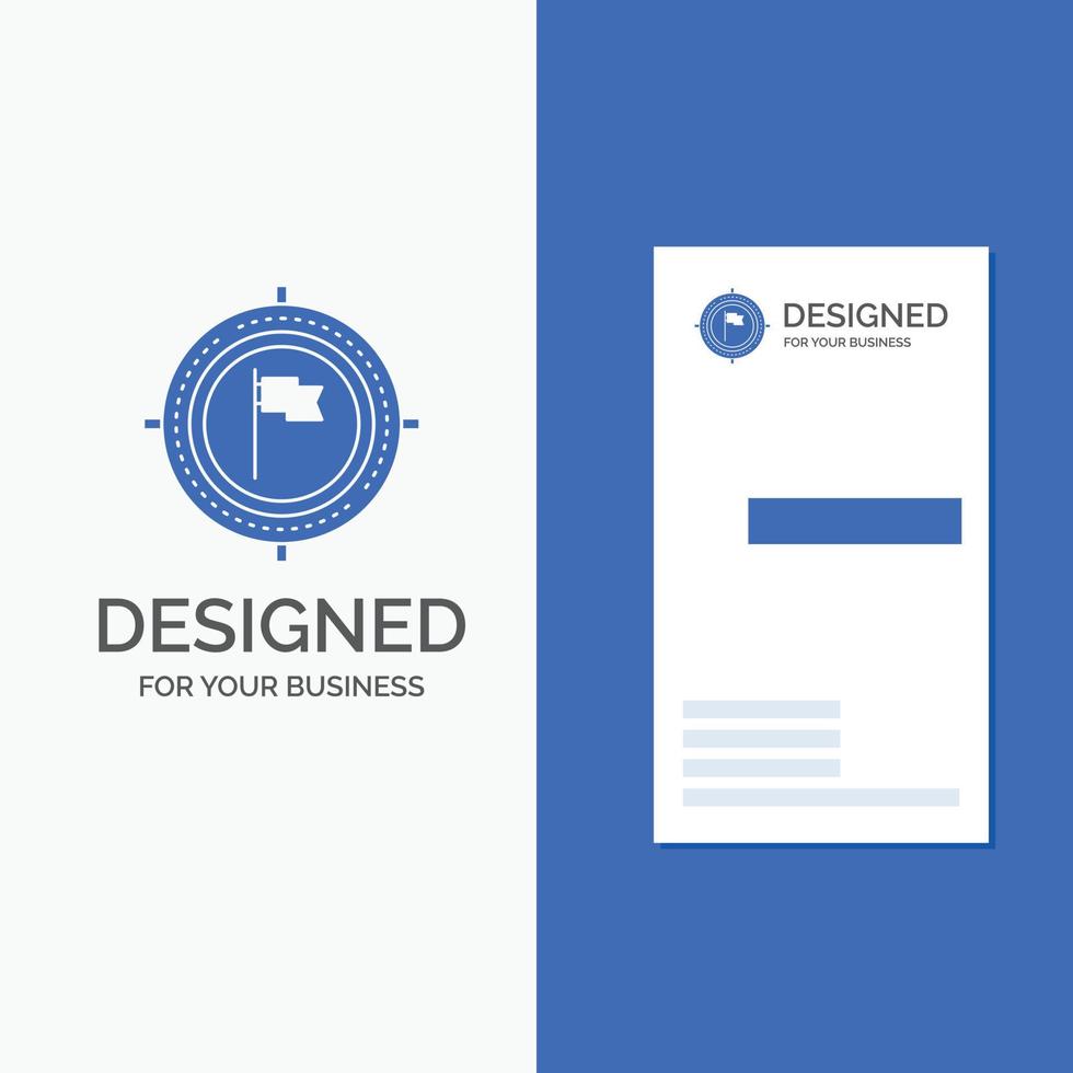 logotipo de empresa para el objetivo. negocio. plazo. bandera. enfoque. plantilla de tarjeta de visita de negocio azul vertical. vector